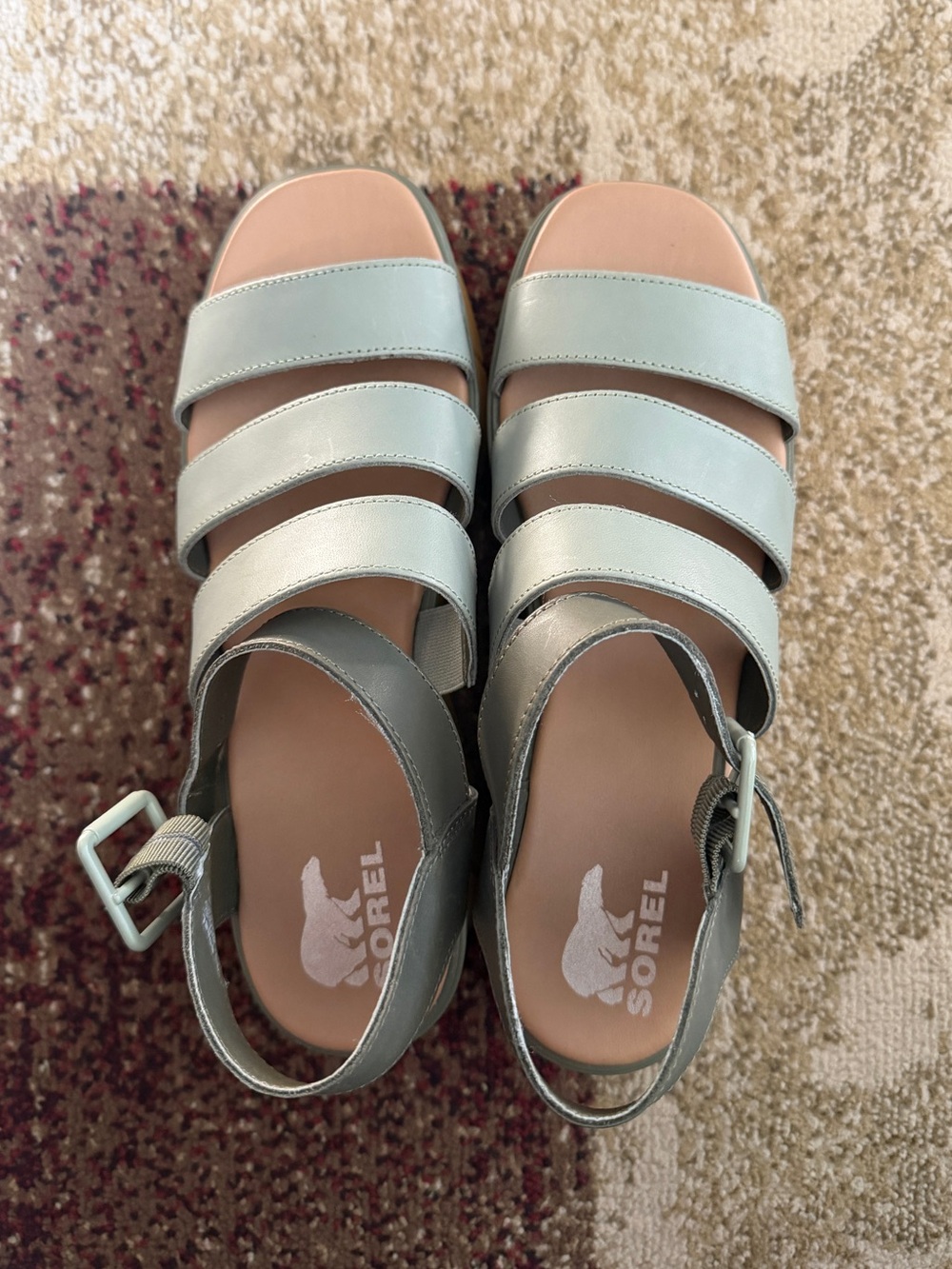 SOREL Chunky Platform Strappy Sandals in Light Green. New in box. - Picture 4 of 6